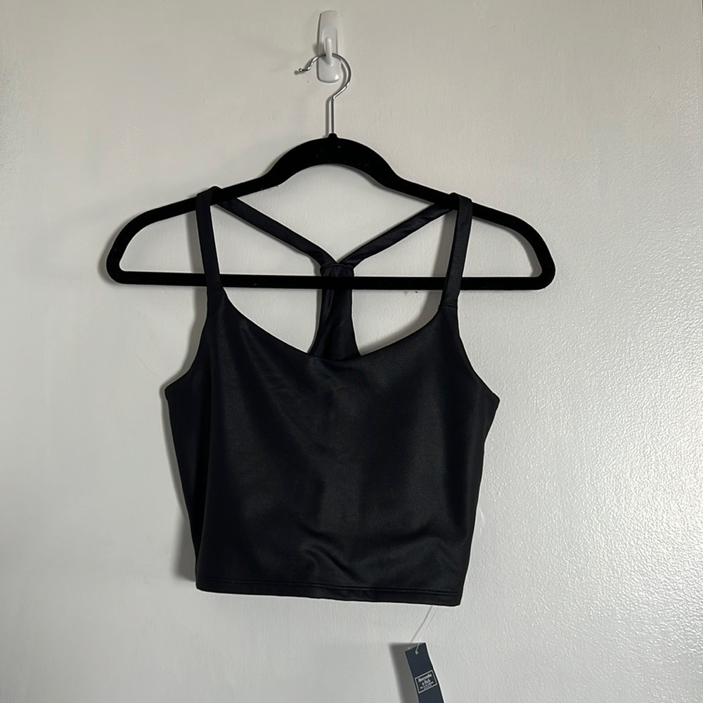 Abercrombie - Black Faux Leather Sports Top